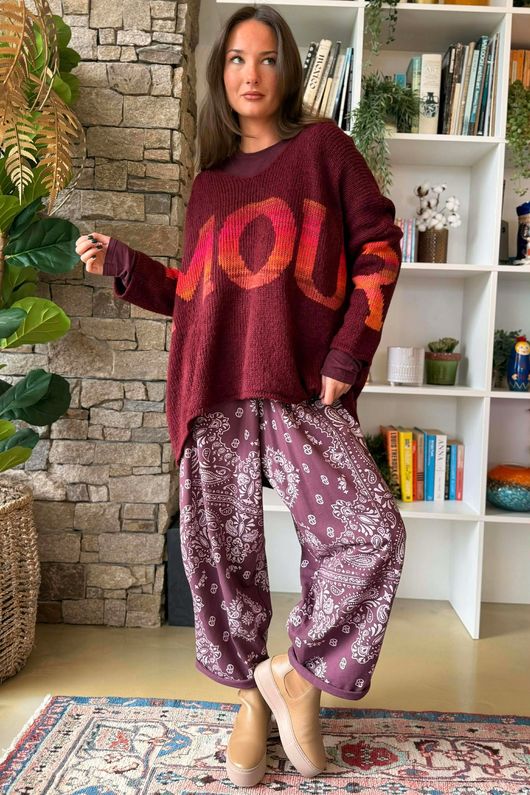 Big Softie Amour Slouch Knit Jumper Burgundy /12=